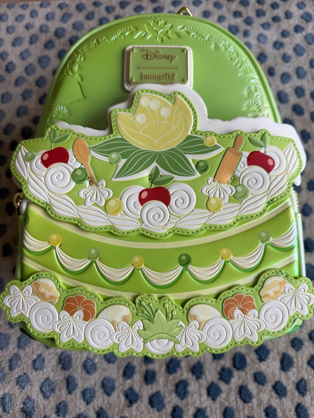 Loungefly Green Tiana Cake Appliqué Mini Backpack